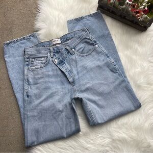 Agolde High Rise Jeans Size 26 Criss Cross Jean Asymmetrical Crossover Waistband